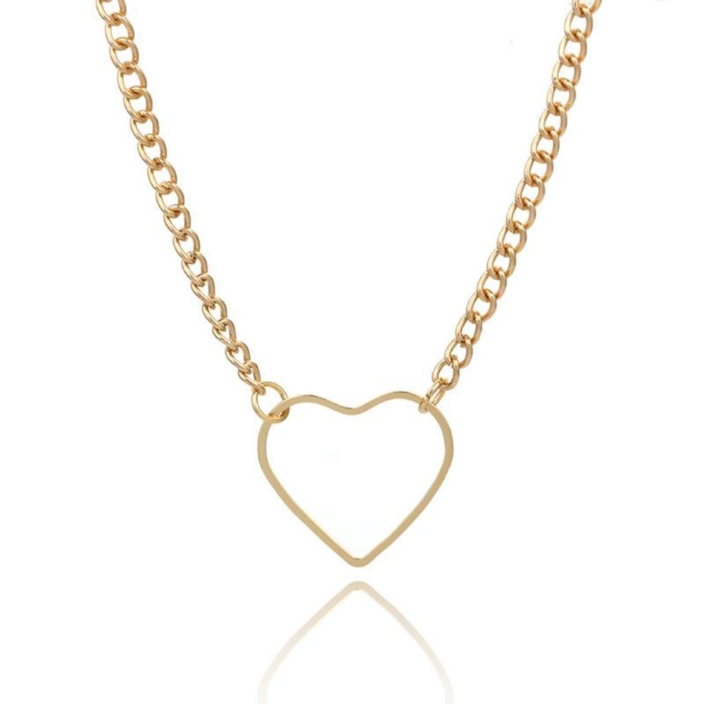 Heart Choker Necklace, Available in Gold or Silver - Picture 3 of 4